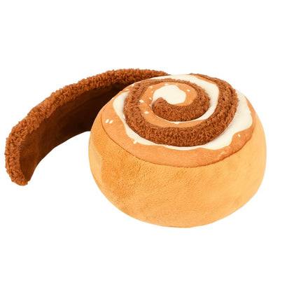 Plush Dog Toy Cinnamon Roll Squeaky Crinkle Puppy Chew Interactive Play