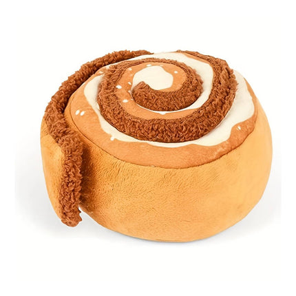 Plush Dog Toy Cinnamon Roll Squeaky Crinkle Puppy Chew Interactive Play