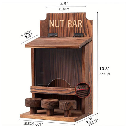 Wooden Squirrel Feeder with Clear Window and Chairs