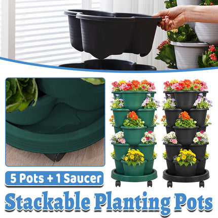 Stackable Planting Pots Vertical Planter for Balcony Yard Indoor Outdoor Plants