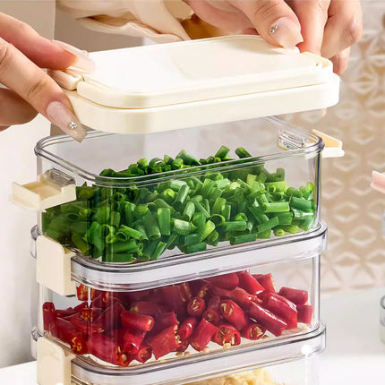 3-Layer Handheld Stackable Spice Storage Box Clear Airtight Kitchen Organizer