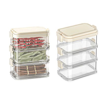 3-Layer Handheld Stackable Spice Storage Box Clear Airtight Kitchen Organizer