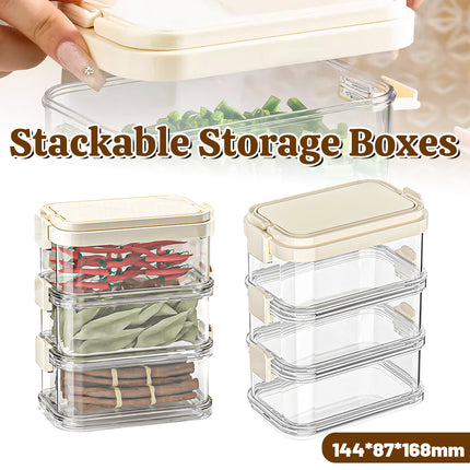 3-Layer Handheld Stackable Spice Storage Box Clear Airtight Kitchen Organizer