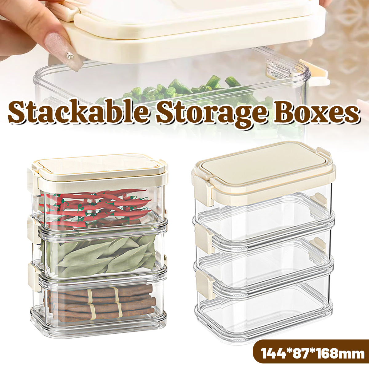 Spice Box Stackable Stackable Spice Storage Box with Airtight Latches in White | Aimall