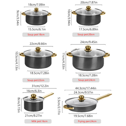 Stainless Steel 12 Piece Cookware Set Heat Resistant For Home Kitchen Cooking