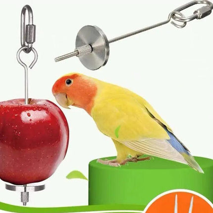 Stainless Steel Bird Parrot Cage Skewer Food Spear Fruit Holder Toy up to 23cm - Aimall