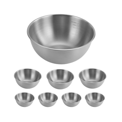 8PCS Stainless Steel Mixing Bowls Set 1200ml Kitchen Prep Measuring Bowls