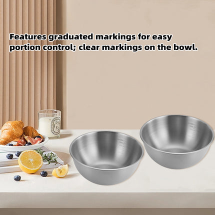 8PCS Stainless Steel Mixing Bowls Set 1200ml Kitchen Prep Measuring Bowls