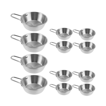 12Pcs Stainless Steel Bowls with Handles Salad Seasoning Prep Kitchen Serving