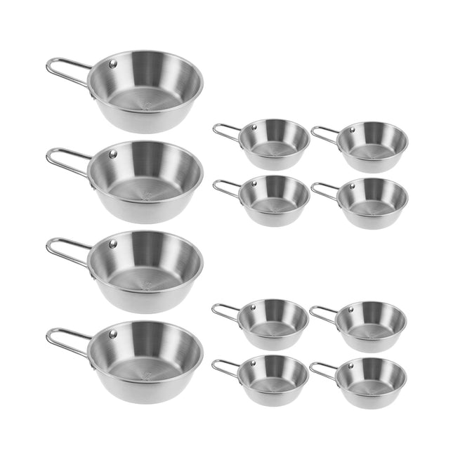 12Pcs Stainless Steel Bowls with Handles Salad Seasoning Prep Kitchen Serving