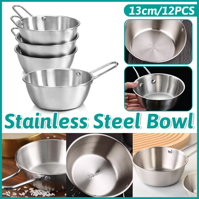 12Pcs Stainless Steel Bowls with Handles Salad Seasoning Prep Kitchen Serving