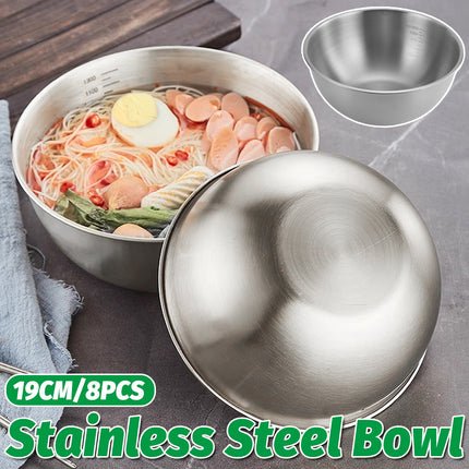 8PCS Stainless Steel Mixing Bowls Set 1200ml Kitchen Prep Measuring Bowls
