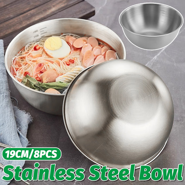 8PCS Stainless Steel Mixing Bowls Set 1200ml Kitchen Prep Measuring Bowls