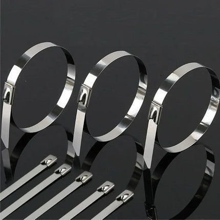 Stainless Steel Cable Ties SS304 Marine Grade Zip Strap Locking Wrap 100-800mm - Aimall