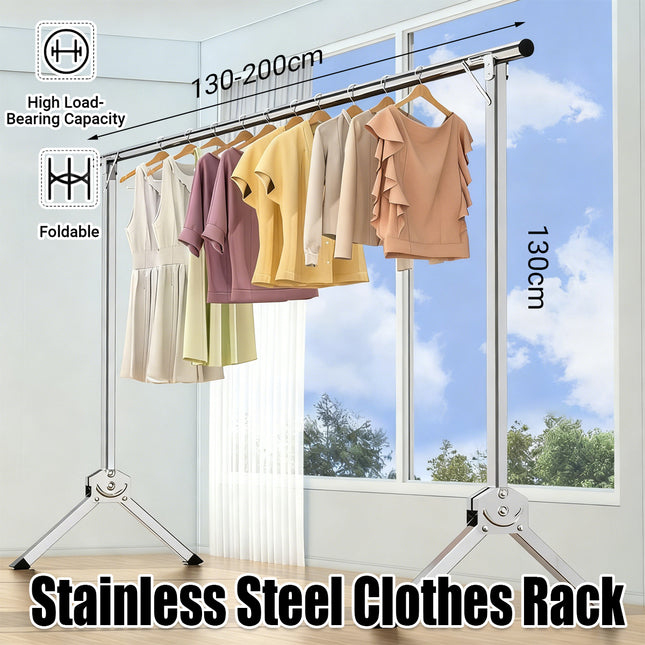 Stainless Steel Single Pole Standing Folding Retractable Clothes Drying Rack
