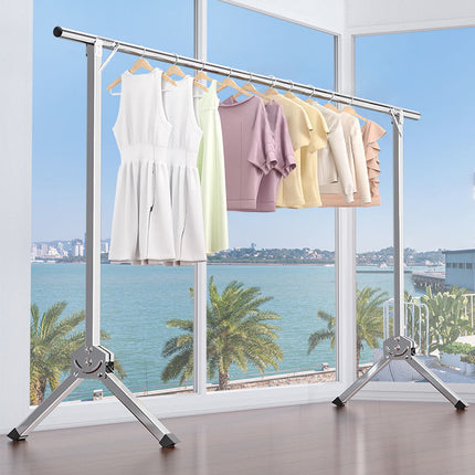 Stainless Steel Single Pole Standing Folding Retractable Clothes Drying Rack