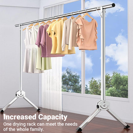 Stainless Steel Single Pole Standing Folding Retractable Clothes Drying Rack
