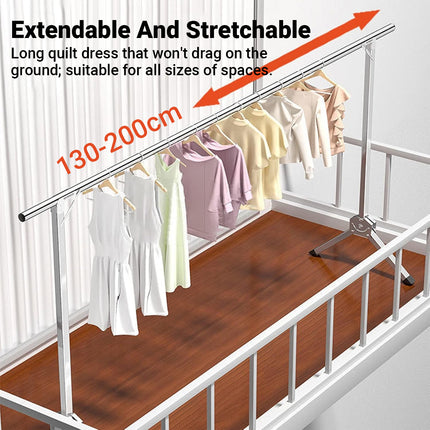 Stainless Steel Single Pole Standing Folding Retractable Clothes Drying Rack