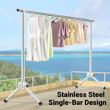 Stainless Steel Single Pole Standing Folding Retractable Clothes Drying Rack