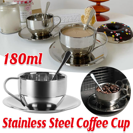 180ml Stainless Steel Coffee Cup Set 3PCS  Durable for Home Office Espresso Use