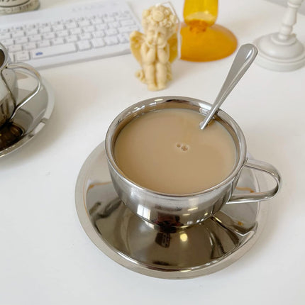 180ml Stainless Steel Coffee Cup Set 3PCS  Durable for Home Office Espresso Use