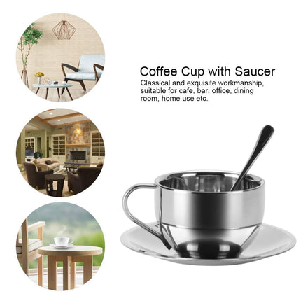 180ml Stainless Steel Coffee Cup Set 3PCS  Durable for Home Office Espresso Use