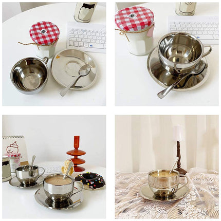 180ml Stainless Steel Coffee Cup Set 3PCS  Durable for Home Office Espresso Use