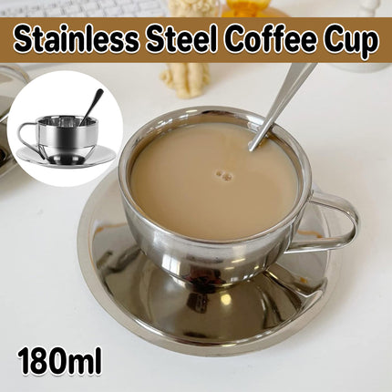 180ml Stainless Steel Coffee Cup Set 3PCS  Durable for Home Office Espresso Use