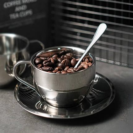 180ml Stainless Steel Coffee Cup Set 3PCS  Durable for Home Office Espresso Use