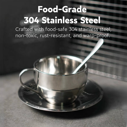 180ml Stainless Steel Coffee Cup Set 3PCS  Durable for Home Office Espresso Use