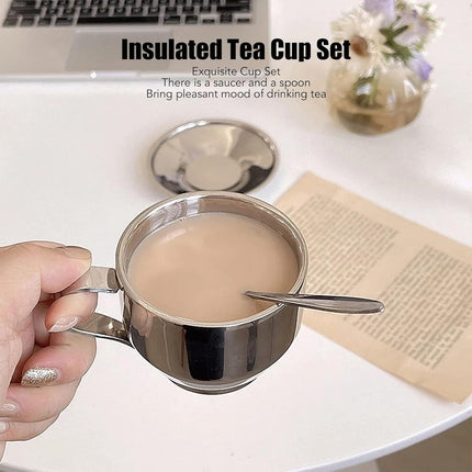 180ml Stainless Steel Coffee Cup Set 3PCS  Durable for Home Office Espresso Use