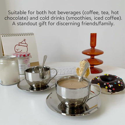 180ml Stainless Steel Coffee Cup Set 3PCS  Durable for Home Office Espresso Use