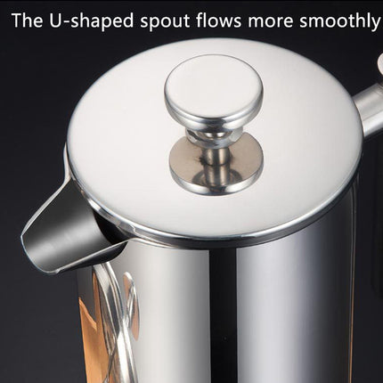 French Press Coffee Pot 600ml 304 Stainless Steel for Home Office Tea Coffee