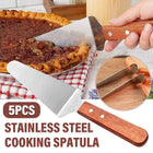 Stainless Steel Cooking Spatulas Wooden Handle 5 Pack