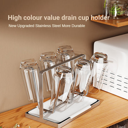 Drying Stainless Steel Cup Holder 6 Hook for Coffee Mug Glass Bottle Cup Durable
