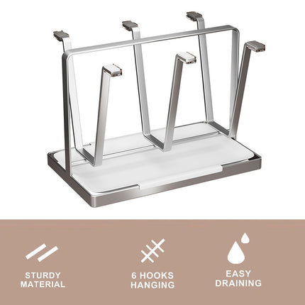 Drying Stainless Steel Cup Holder 6 Hook for Coffee Mug Glass Bottle Cup Durable