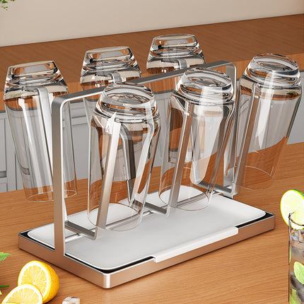 Drying Stainless Steel Cup Holder 6 Hook for Coffee Mug Glass Bottle Cup Durable