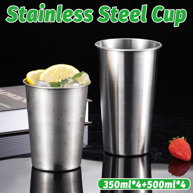 Stainless Steel Cups 8PCS Beer Water Coffee Milk Tea Mugs Reusable Drinkware