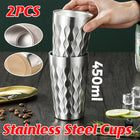 2PCS Stainless Steel Cups 450ml Double Wall Insulated for Hot Cold Drinks Use