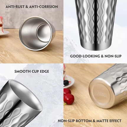 2PCS Stainless Steel Cups 450ml Double Wall Insulated for Hot Cold Drinks Use