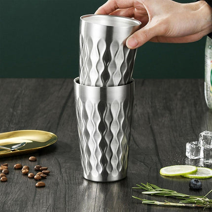 2PCS Stainless Steel Cups 450ml Double Wall Insulated for Hot Cold Drinks Use