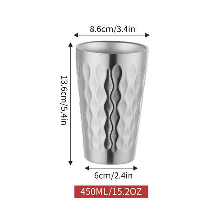 2PCS Stainless Steel Cups 450ml Double Wall Insulated for Hot Cold Drinks Use