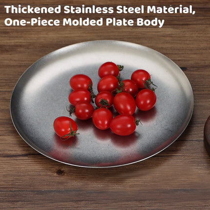 8 Pcs Stainless Steel Round Dessert Plates Set 26cm Non Slip Cake Snack Serving