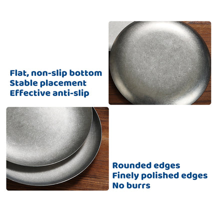 8 Pcs Stainless Steel Round Dessert Plates Set 26cm Non Slip Cake Snack Serving