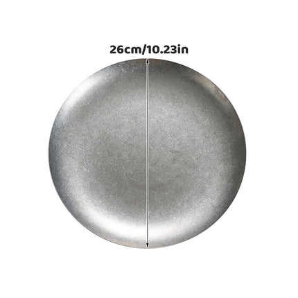 8 Pcs Stainless Steel Round Dessert Plates Set 26cm Non Slip Cake Snack Serving