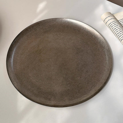 8 Pcs Stainless Steel Round Dessert Plates Set 26cm Non Slip Cake Snack Serving