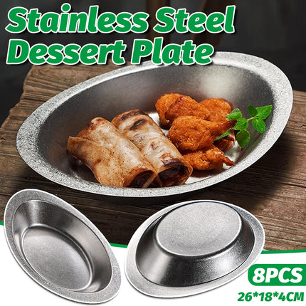 8PCS Stainless Steel Creative Dessert Plates Set Modern Decorative Plates