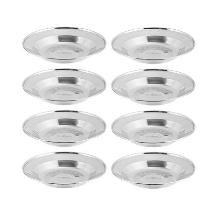 8PCS Stainless Steel Dinner Plates 8.66in Round Food Grade Tableware Durable