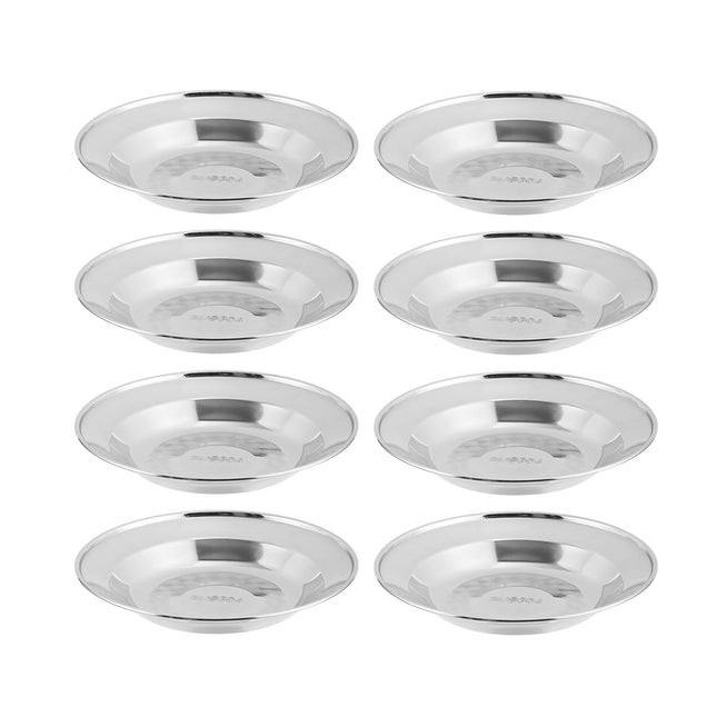 8PCS Stainless Steel Dinner Plates 8.66in Round Food Grade Tableware Durable