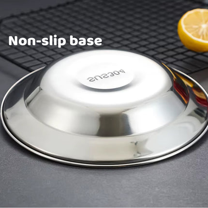 8PCS Stainless Steel Dinner Plates 8.66in Round Food Grade Tableware Durable